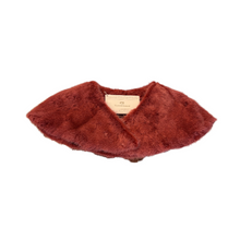 Load image into Gallery viewer, A raspberry red mink bolero jacket with a fur lining and magnetic fastening, displayed on a white background.