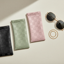 Load image into Gallery viewer, Vilniaus Kailiai eyewear case with soft fabric exterior, designed to protect glasses and sunglasses.