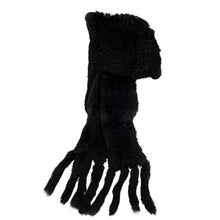 Load image into Gallery viewer, Black knitted hat and scarf set on a white background