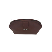 Load image into Gallery viewer, Brown leather pouch with a brand logo on a white background