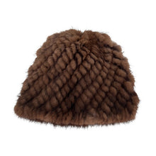 Load image into Gallery viewer, A brown knitted mink fur cap, soft, flexible and easy size adjustable