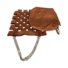 Load image into Gallery viewer, Brown leather shoulder bag with chain detail on a white background