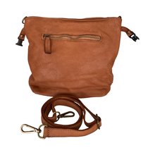 Load image into Gallery viewer, Brown leather handbag with a strap on a white background