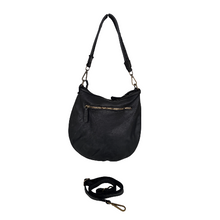 Load image into Gallery viewer, Black handbag with a strap on a white background