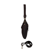 Load image into Gallery viewer, Brown leather pouch with a strap on a white background