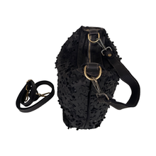 Load image into Gallery viewer, Black textured bag with gold hardware on a white background