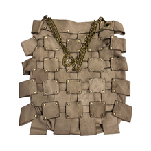 Load image into Gallery viewer, Brown woven bag with gold chain on a white background