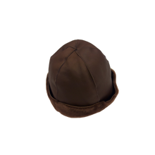 Load image into Gallery viewer, A brown sheepskin fur cap with a soft fur design, no lining, and fur inside.