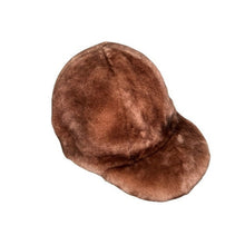 Load image into Gallery viewer, Brown sheepskin fur baseball style cap on a white background