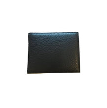 Load image into Gallery viewer, A black small-sized leather wallet for men with a textured surface and a visible card slot.