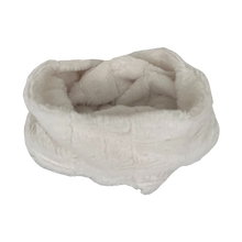 Load image into Gallery viewer, A beige artificial fur scarf with a double-fold design.