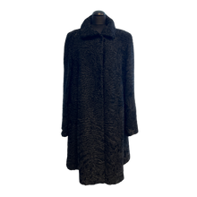Load image into Gallery viewer, Black textured astrakhan fur coat on a mannequin against a white background