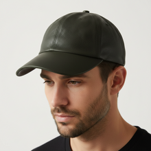 Load image into Gallery viewer, Black leather hat for men and women from Vilniaus Kailiai, model K09618xx, with a stylish, rounded brim and smooth leather surface.