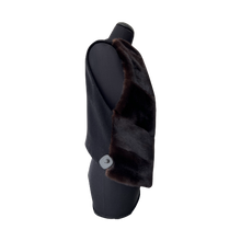 Load image into Gallery viewer, Black wool vest with mink fur decoration on the front, displayed on a mannequin.