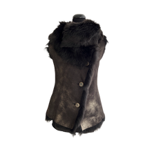 Load image into Gallery viewer, dark brown sheep fur vest with buttons