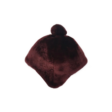 Load image into Gallery viewer, A brown fur cap with a pompom, designed for women, with a visible soft inner lining.