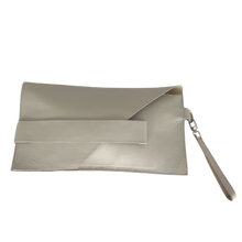 Load image into Gallery viewer, Envelope type clutch handbag, beige colour genuine leather, detachable wristlet