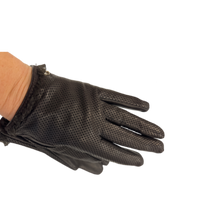 Load image into Gallery viewer, Short perforated brown leather gloves