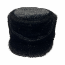 Įkelti nuotrauką į galerijos peržiūros programą, A black fur cap made of natural fur, designed to fit under the measurement of a head width in cm.