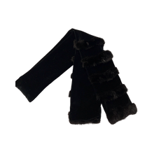 Load image into Gallery viewer, Black velvet and mink scarf wearable in various ways.