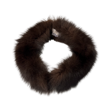 Load image into Gallery viewer, A brown fox fur collar with light russet tips, designed to be worn with outerwear such as jackets, coats, and pullovers.