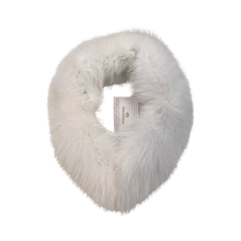 Load image into Gallery viewer, White fox fur round scarf with fur hook fastening and lining