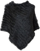 Load image into Gallery viewer, A knitted rabbit fur poncho with a round neckline displayed on a mannequin.