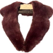 Load image into Gallery viewer, A deep burgundy mink collar with a fur hook fastening displayed on a flat surface.