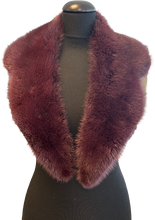 Load image into Gallery viewer, Maroon fur shrug on a mannequin against a white background