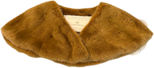 Load image into Gallery viewer, A brown mink bolero jacket with a fur lining and magnetic fastening, displayed on a white background.