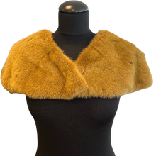 Load image into Gallery viewer, A brown mink bolero jacket with a fur lining and magnetic fastening, displayed on a mannequin.