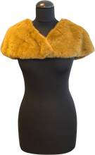 Load image into Gallery viewer, A brown mink bolero jacket with a fur lining and magnetic fastening, displayed on a mannequin.
