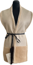 Load image into Gallery viewer, White Nappa merino sheepskin fur scarf with pockets, wearable in several ways.