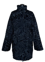 Load image into Gallery viewer, Black textured coat on a mannequin against a white background