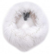 Load image into Gallery viewer, A white fur-lined scarf with a two-way fastening, designed to be worn in various ways.