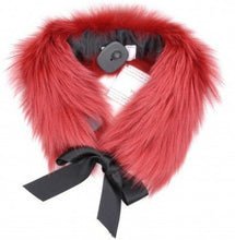 Load image into Gallery viewer, Red Bluefox scarf with lining and a silk stripe tie wearable in several ways.