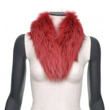 Load image into Gallery viewer, Red Bluefox collar with lining, fur hook fastening at front, wearable in several ways.