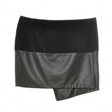 Load image into Gallery viewer, Velvet and leather black short wrap style skirt