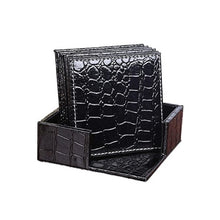 Load image into Gallery viewer, A Set of square Leather Croco style pattern Coasters for Drinks, 6pcs.