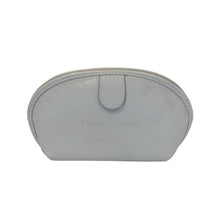 Load image into Gallery viewer, A small white leather cosmetic bag with a zipper closure and a subtle pattern.