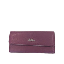 Įkelti nuotrauką į galerijos peržiūros programą, A purple deer pattern leather wallet for women with a zip fastening and a brand logo embossed on the front.