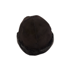 Load image into Gallery viewer, Chocolate brown sheepskin fur beany hat, soft and light design, fur inside.