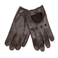 Load image into Gallery viewer, A pair of brown leather gloves for women with a solid pattern and no visible brand marking.