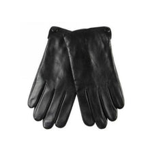 Load image into Gallery viewer, A pair of black leather gloves for men.