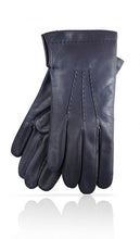Load image into Gallery viewer, A pair of navy blue, premium Italian Nappa leather gloves for men with touchscreen capability.