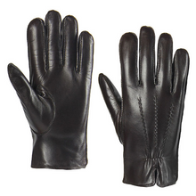 Load image into Gallery viewer, A pair of black premium winter gloves for men made of Italian Nappa leather with touchscreen capability.