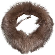 Load image into Gallery viewer, Round Silverfox scarf with lining, fur hook two-way fastening, wearable in several ways.