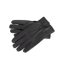 Load image into Gallery viewer, Black leather men`s gloves with wool lining