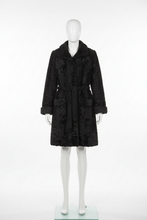 Įkelti nuotrauką į galerijos peržiūros programą, Vilniaus Kailiai Mod. 02556xxx coat in neutral fabric, displayed on a hanger with detailed stitching and classic collar design.
