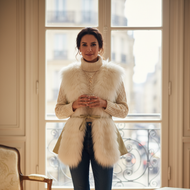 Vilniaus Kailiai Mod. 05799xxx vest in soft fabric, featuring a sleek design with a front zipper and stylish details.